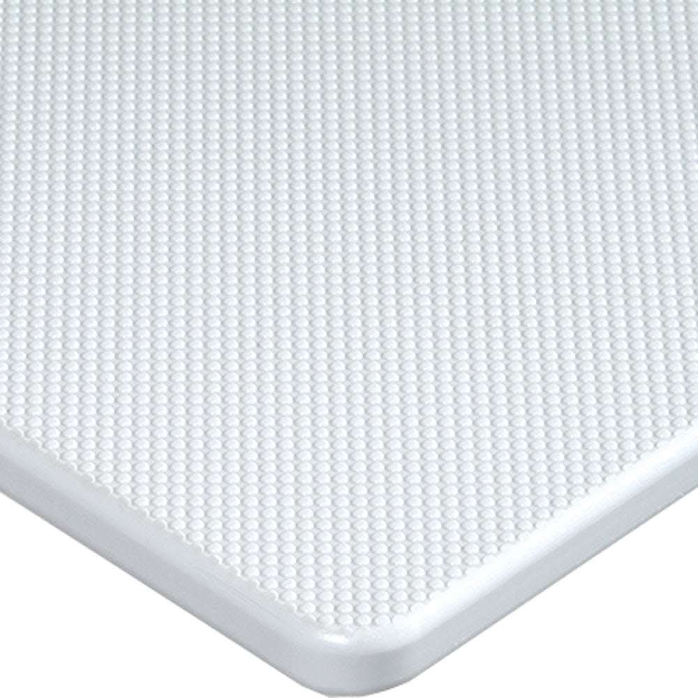 Close-up of white Starboard Anti-Skid Marine Lumber with diamond pattern textured surface for slip resistance and drainage