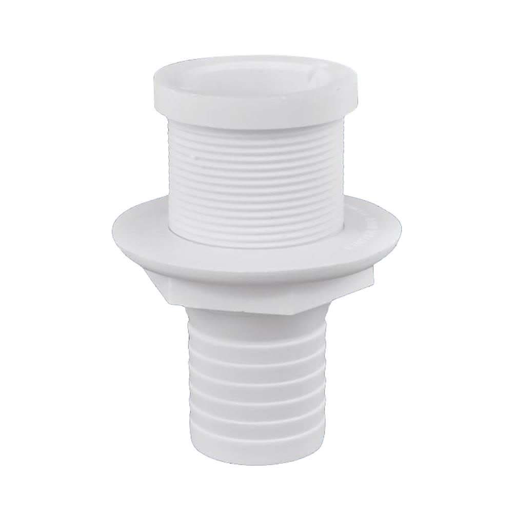 Attwood Cockpit Drain no screen white polypropylene with short stem and narrow flange for 1-1/2 inch hose