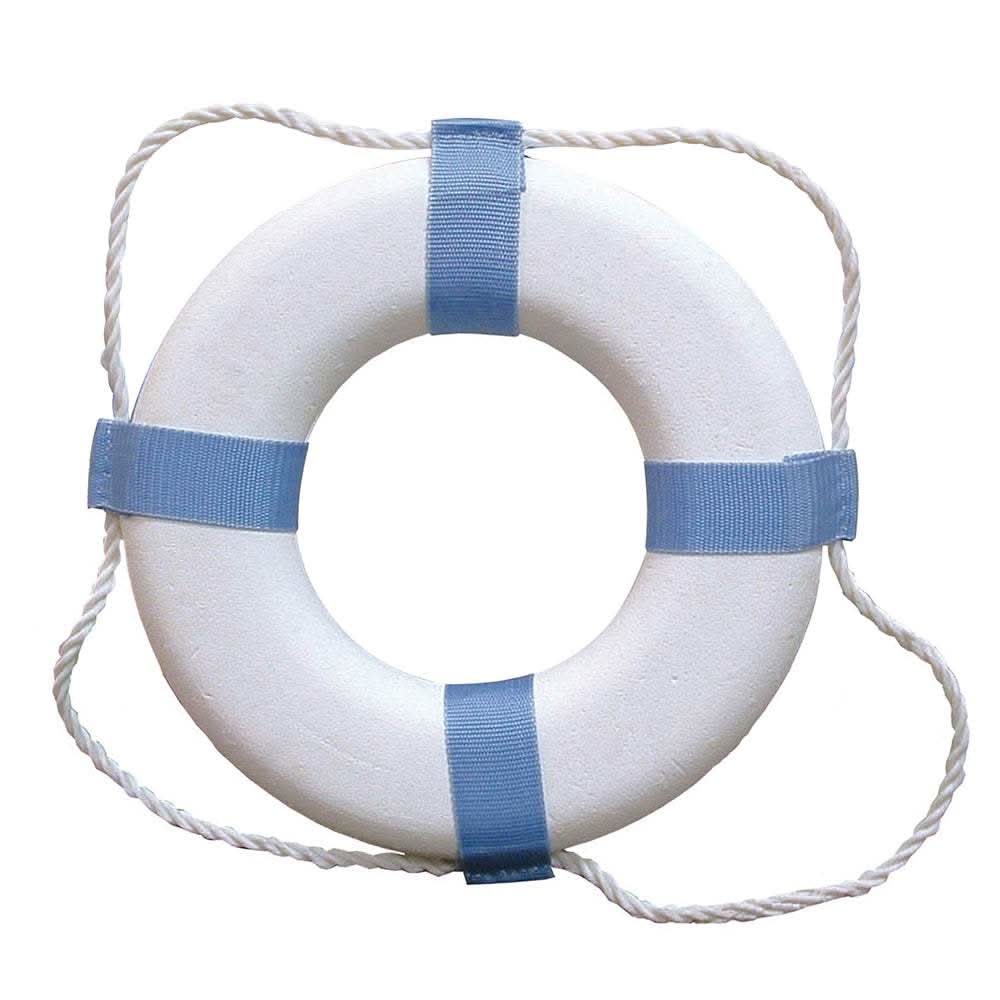 Taylor Made Decorative Ring Buoy 24 inch white and blue nonabsorbent foam pool decor