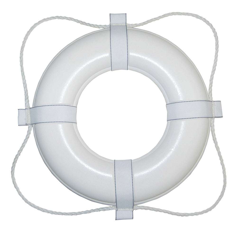 Taylor Made Foam Ring Buoy 30-inch white lifebuoy with white rope and buoyant polyurethane foam