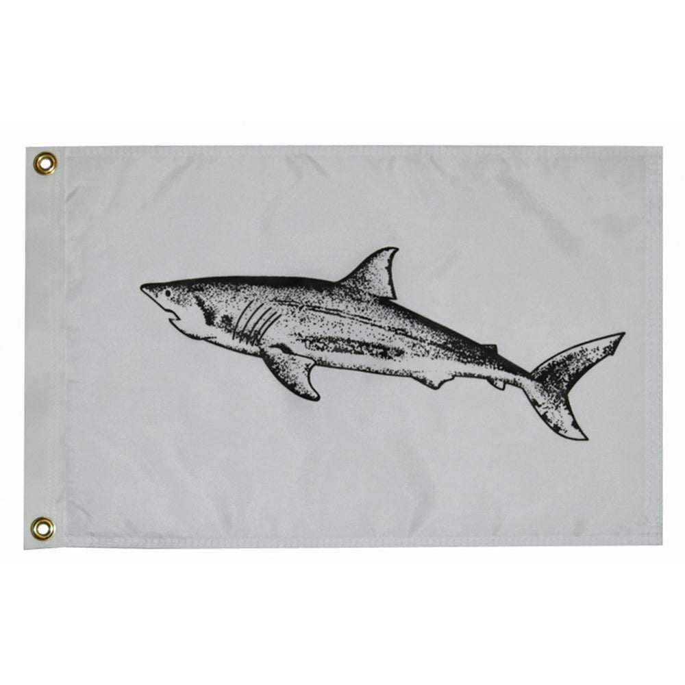 Taylor Made 12 x 18 Shark Flag with black shark graphic and brass grommets