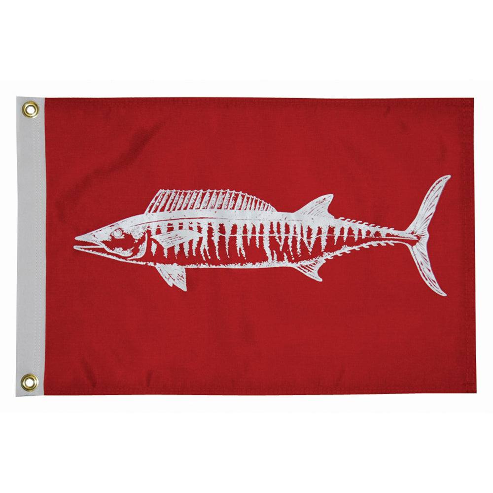Taylor Made 12" x 18" Wahoo Flag with red background and white fish design