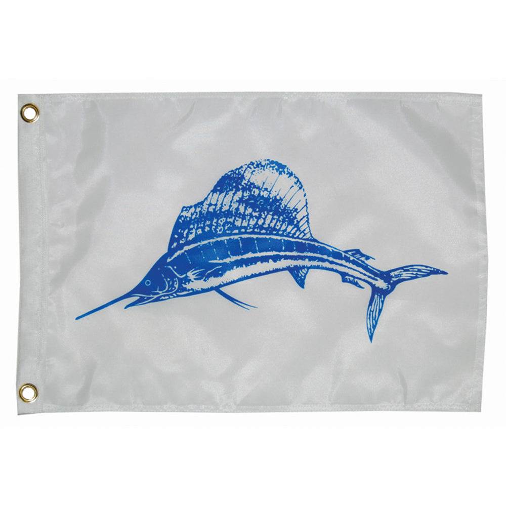 Taylor Made 12 x 18 Sailfish Flag with brass grommets and blue sailfish design