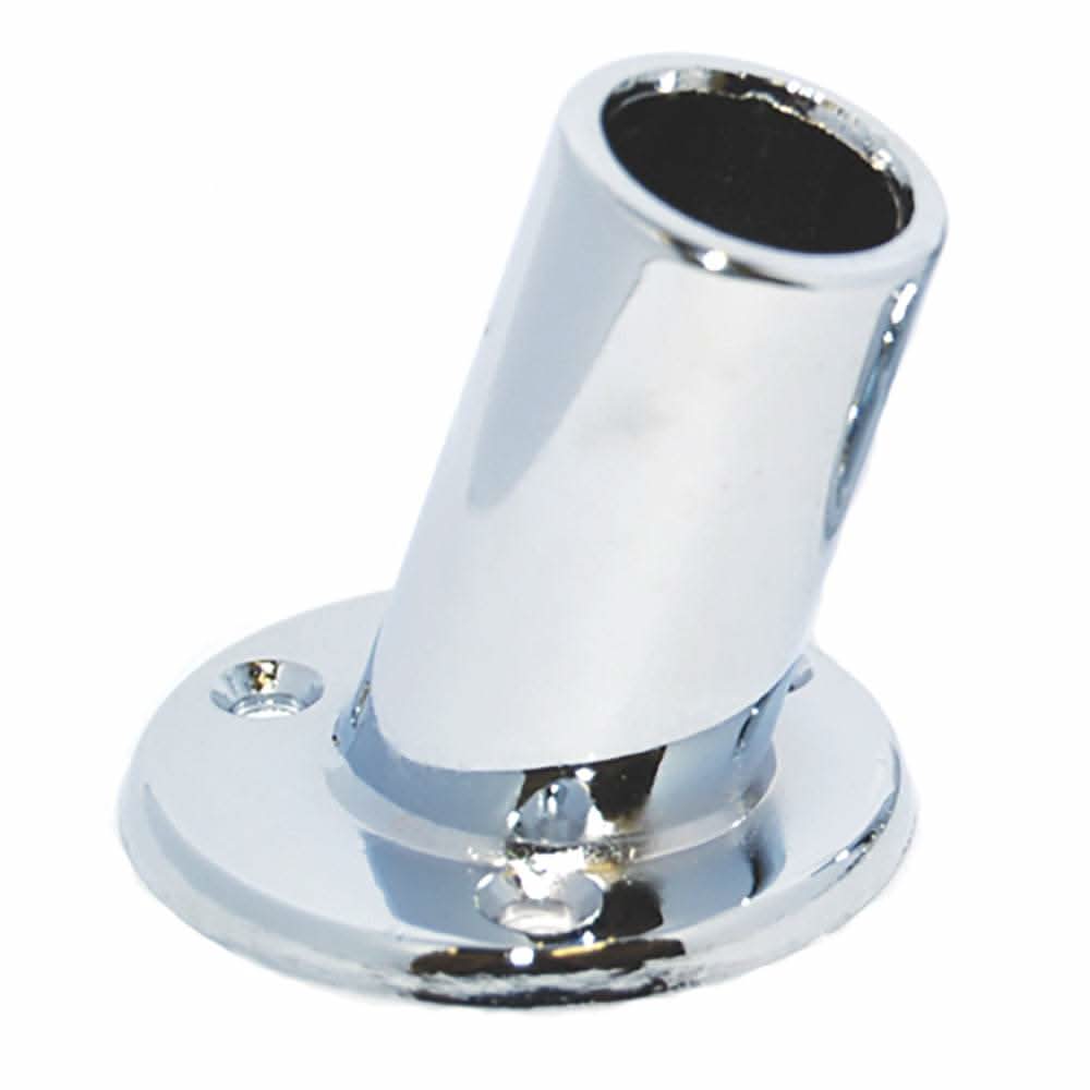 Taylor Made 1 inch slanted chrome plated flag pole socket with 3 mounting holes and triple chrome finish