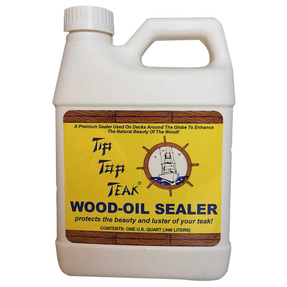 Tip Top Teak Wood Oil Sealer quart container for protecting and restoring teak wood