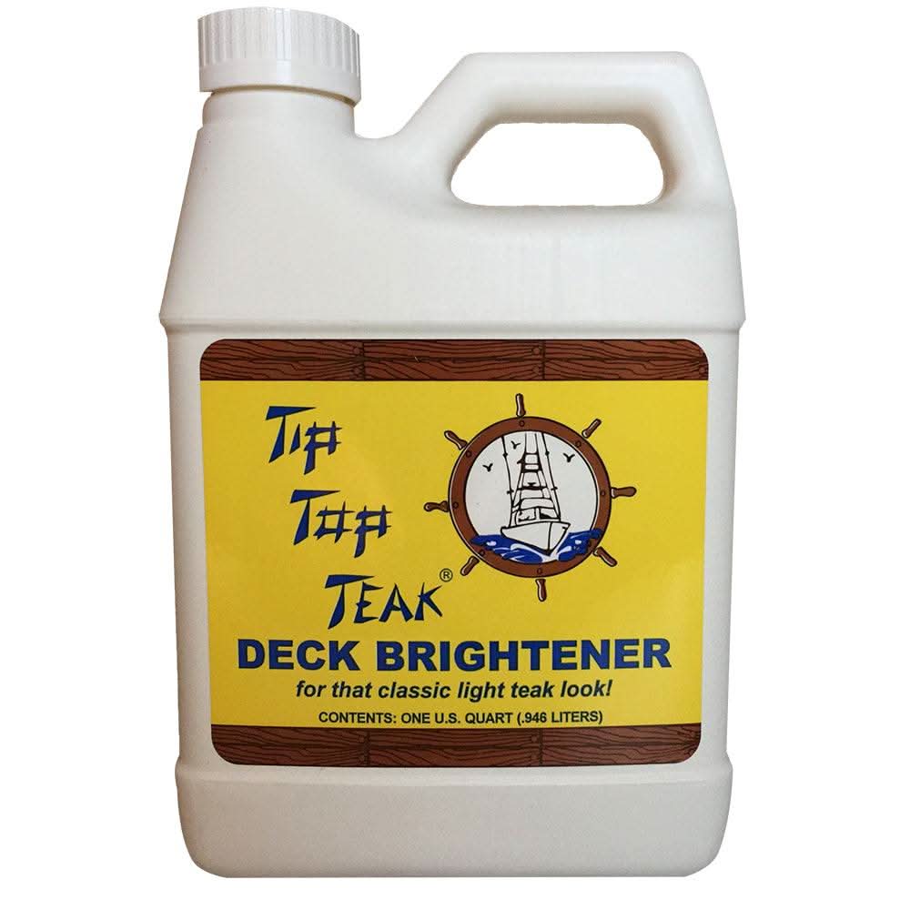 Tip Top Teak Deck Brightener quart container for restoring light teak decks