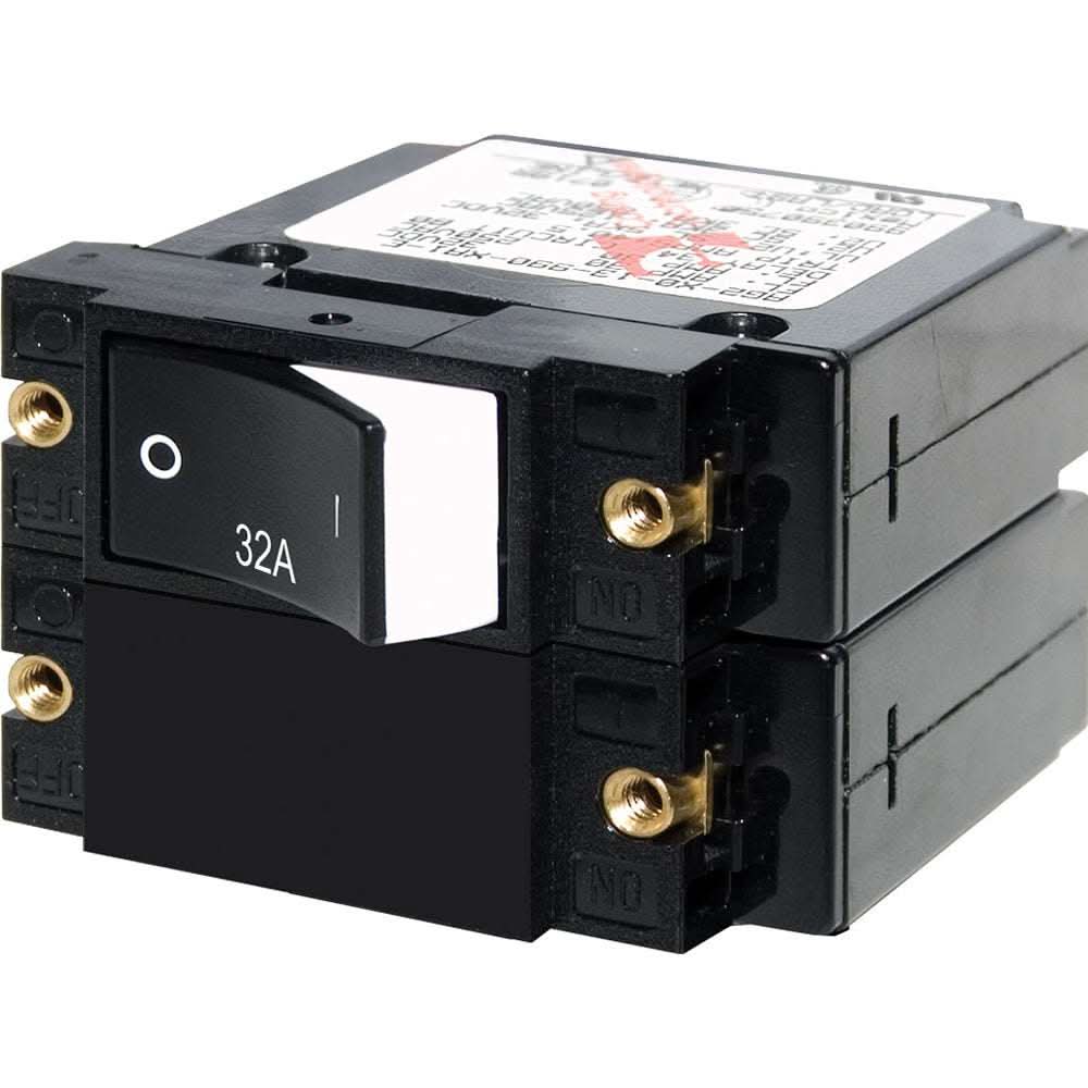 Blue Sea 7575 A-Series double pole 32A raised rocker circuit breaker