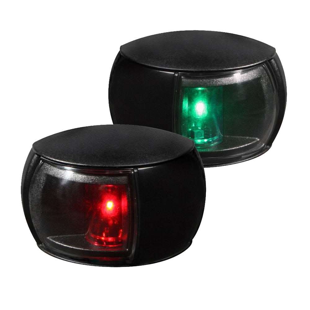 Hella Marine NaviLED Port and Starboard LED navigation lights with clear lens and black housing, energy-efficient and durable marine lamps