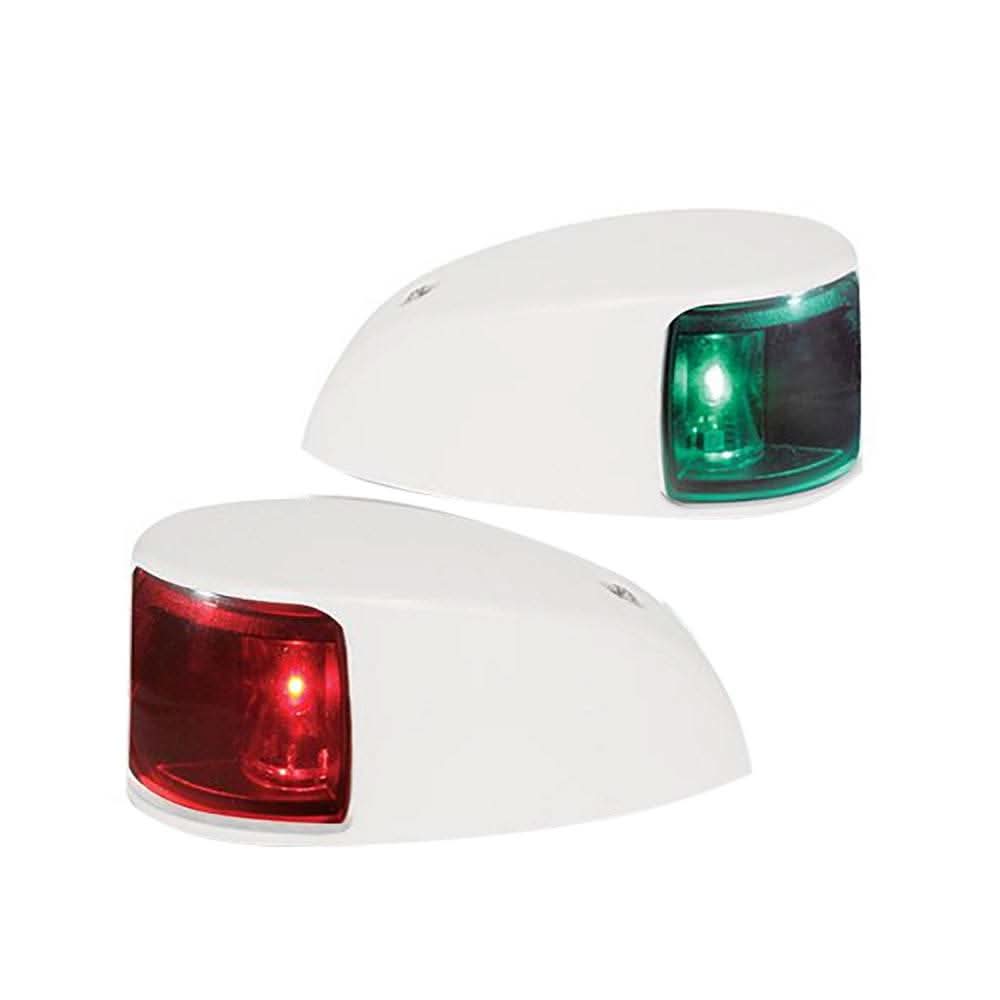 Hella Marine NaviLED deck mount port and starboard LED navigation lights with colored lenses and white housing