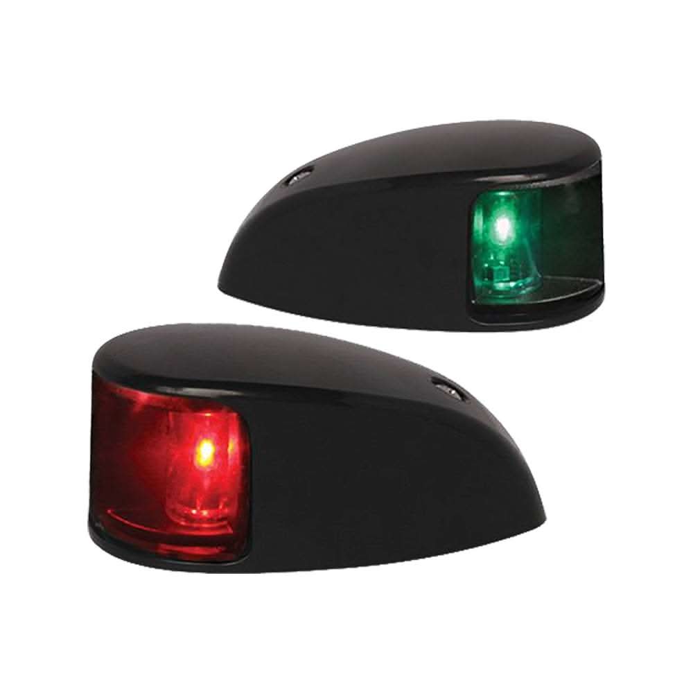 Hella Marine NaviLED compact deck mount port and starboard navigation lights with colored lens and black housing