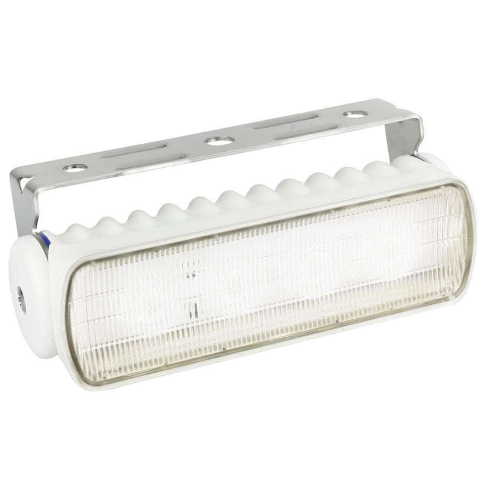 Hella Marine Sea Hawk-R LED floodlight with white housing and stainless steel bracket