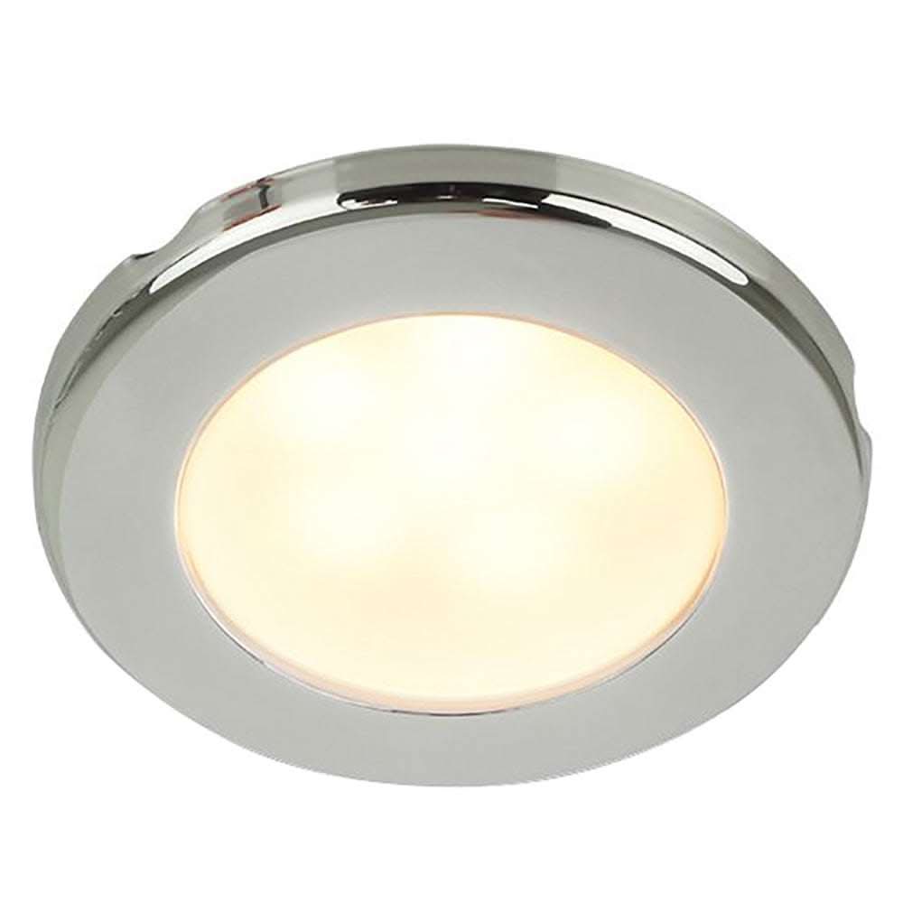 Hella Marine EuroLED 75 3" round screw mount down light with warm white LED and stainless steel rim, 24V