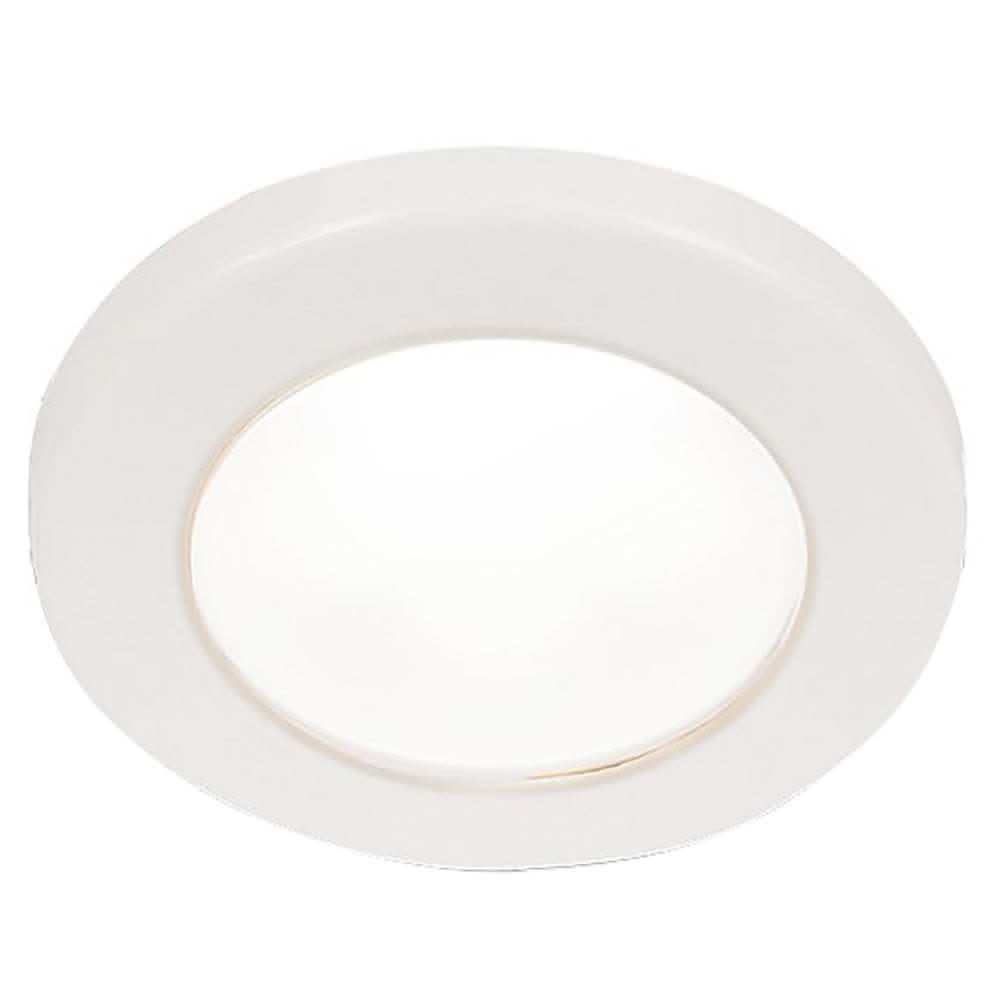 Hella Marine EuroLED 75 3" round white LED down light with white plastic rim, 12V screw mount
