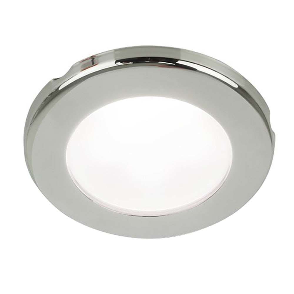 Hella Marine EuroLED 75 3-inch round screw mount down light with white LED and stainless steel rim, 12V marine LED lamp