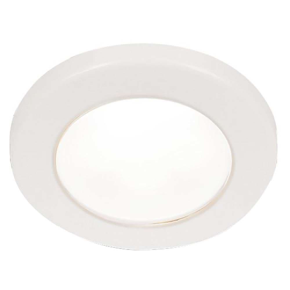 Hella Marine EuroLED 75 white round screw mount down light with white plastic rim and 24V LED