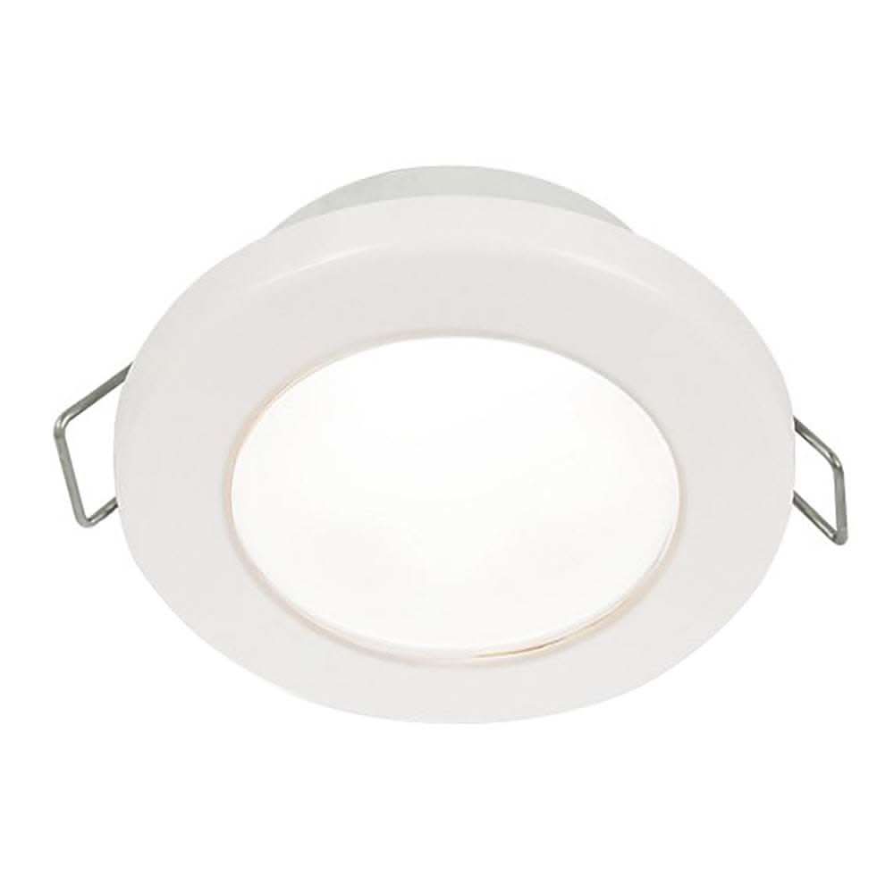 Hella Marine EuroLED 75 3" round white LED down light with white plastic rim and spring mount for 12V marine use