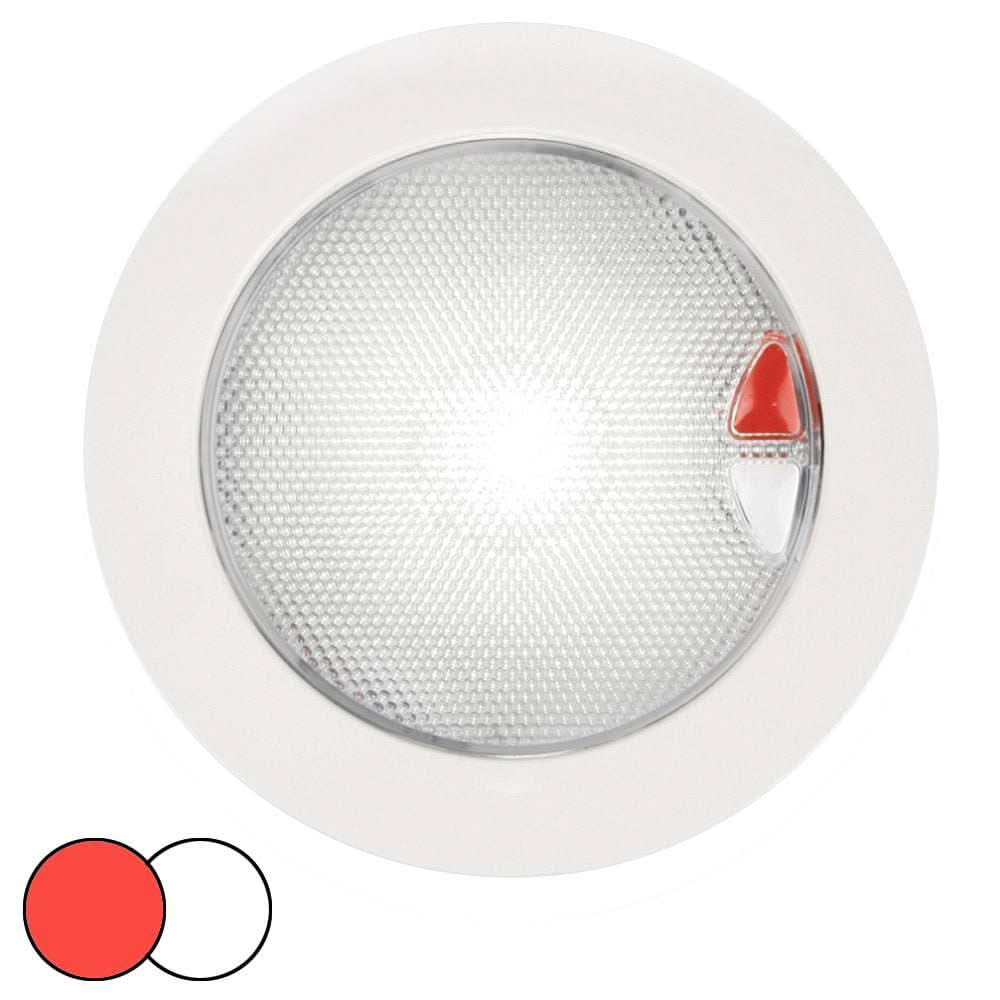 Hella Marine EuroLED 150 recessed touch lamp with red and white LEDs and white plastic rim