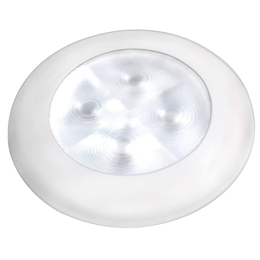 Hella Marine Slim Line LED round white courtesy lamp with plastic bezel and 12V power