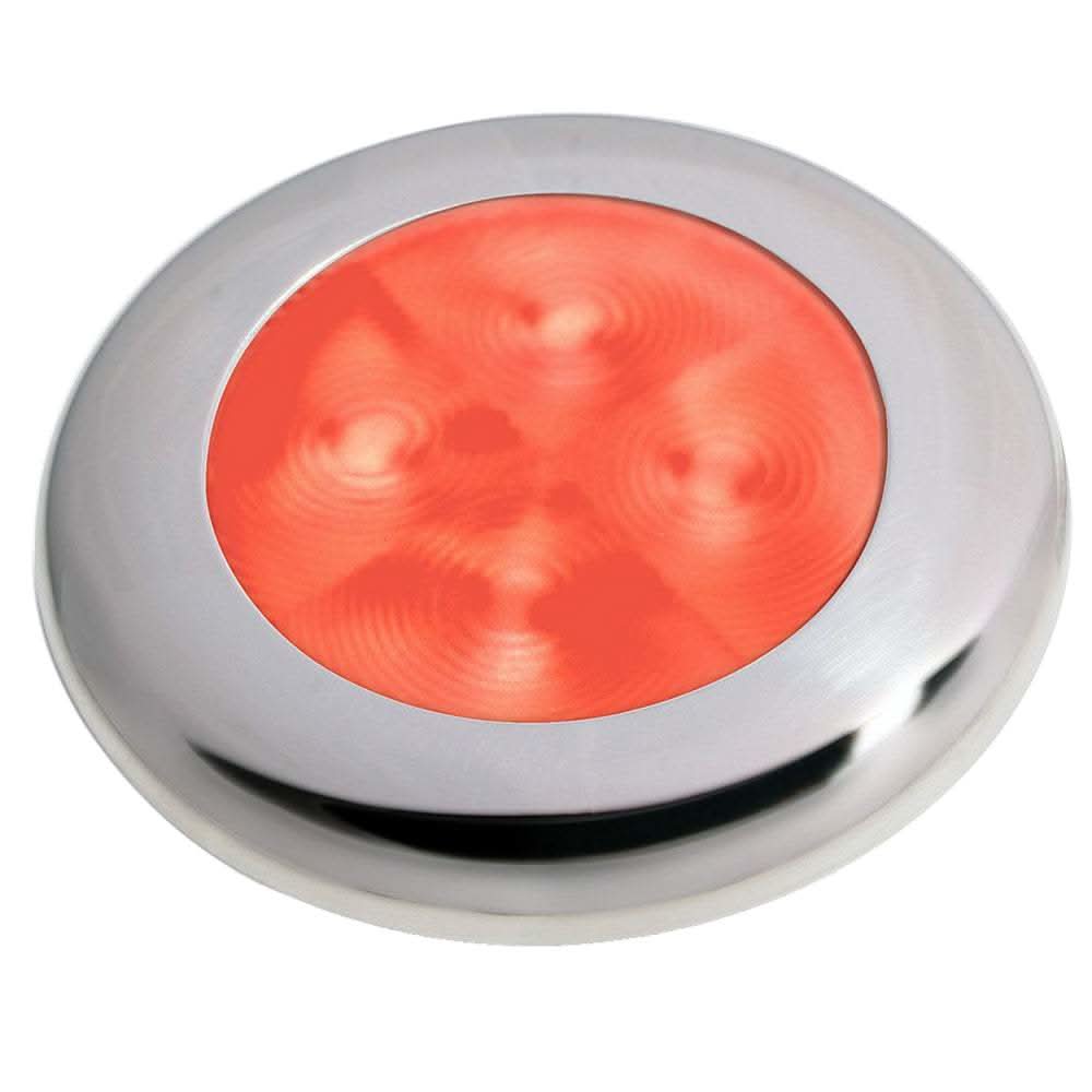 Hella Marine Slim Line LED red round courtesy lamp with stainless steel bezel and enhanced brightness