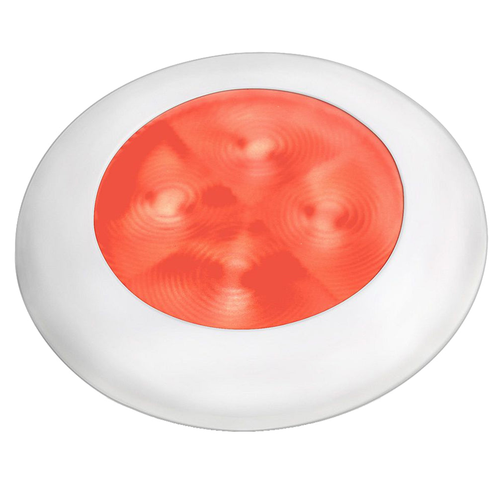 Hella Marine LED red round courtesy lamp with white plastic bezel, 12V, slim line design