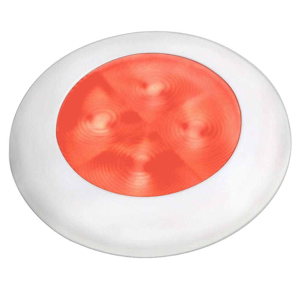 Hella Marine Slim Line Round LED Courtesy Lamp with Red LED and White Plastic Bezel, 12V, model 980507241