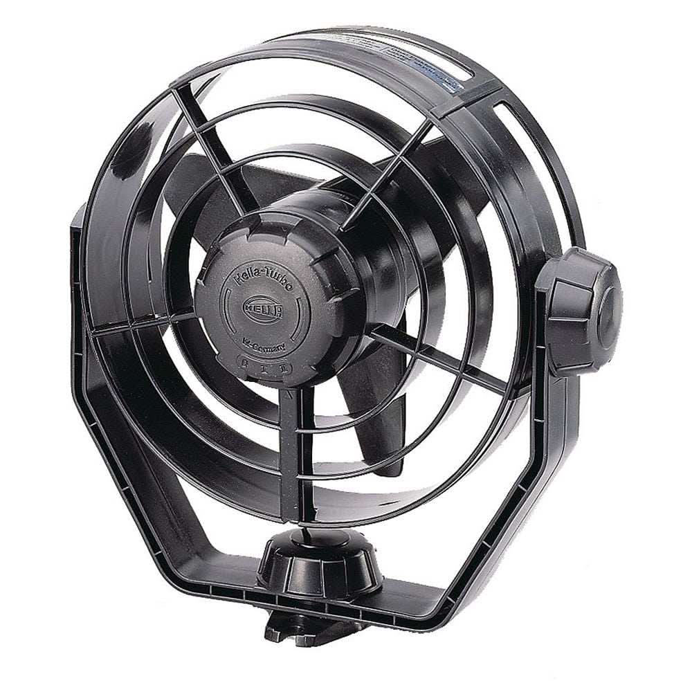 Hella Marine 2-Speed Turbo Fan 24V black pivoting marine fan with guard and quiet German motor