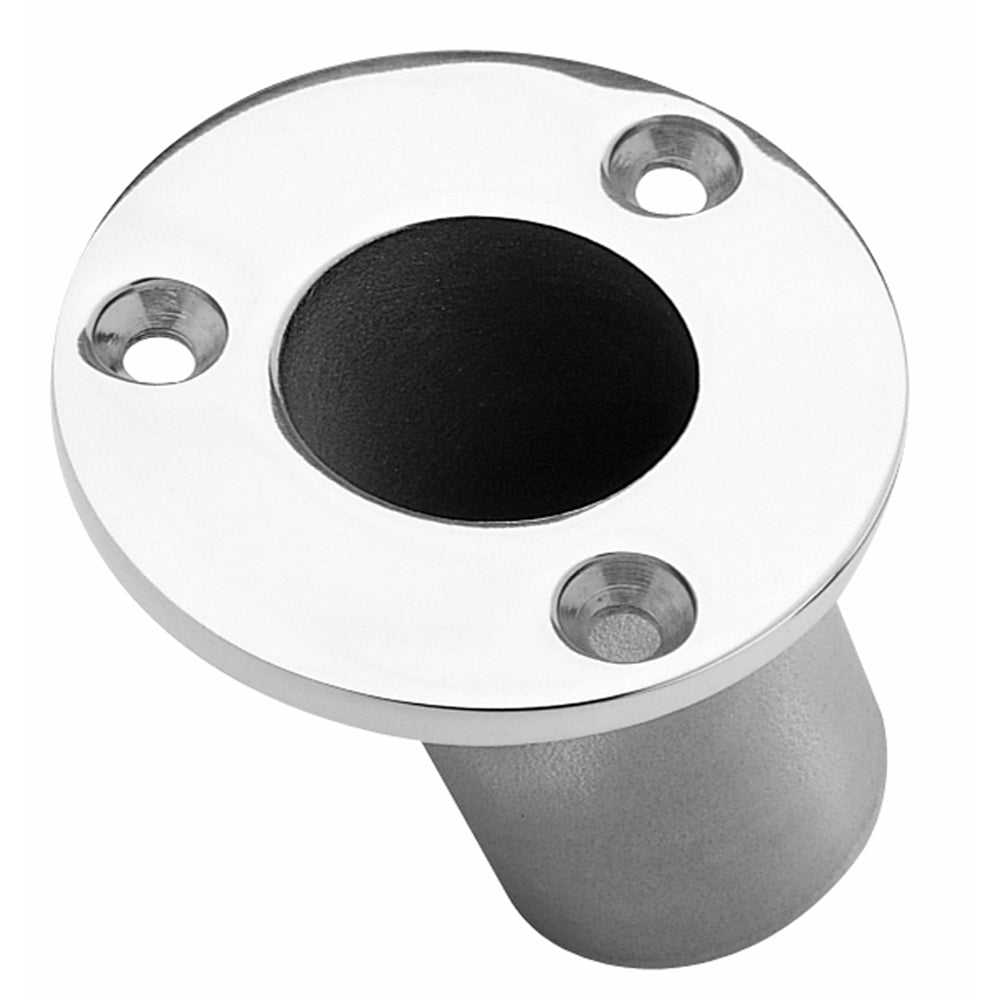 Taylor Made 1-1/4 inch T316 polished stainless steel flush mount flag pole socket with 60-degree angle and near flush deck inset