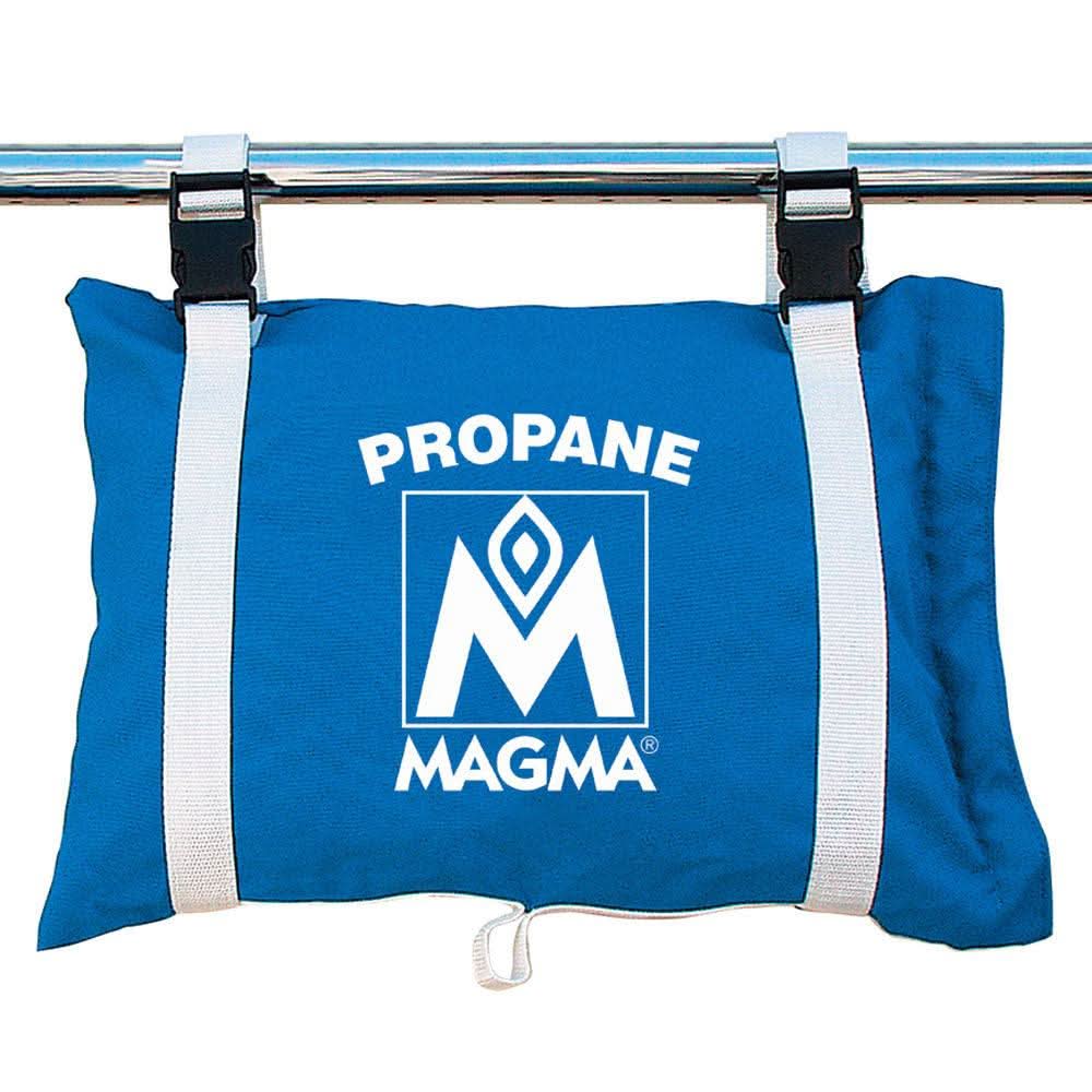 Pacific Blue Magma propane/butane canister storage tote bag with adjustable nylon straps for boat safety
