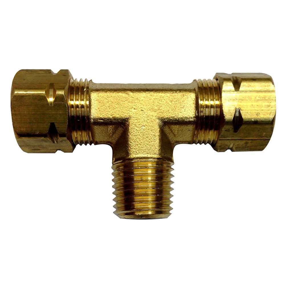 Uflex 1/4 NPT to 3/8 brass T-fitting for helm and hose connection