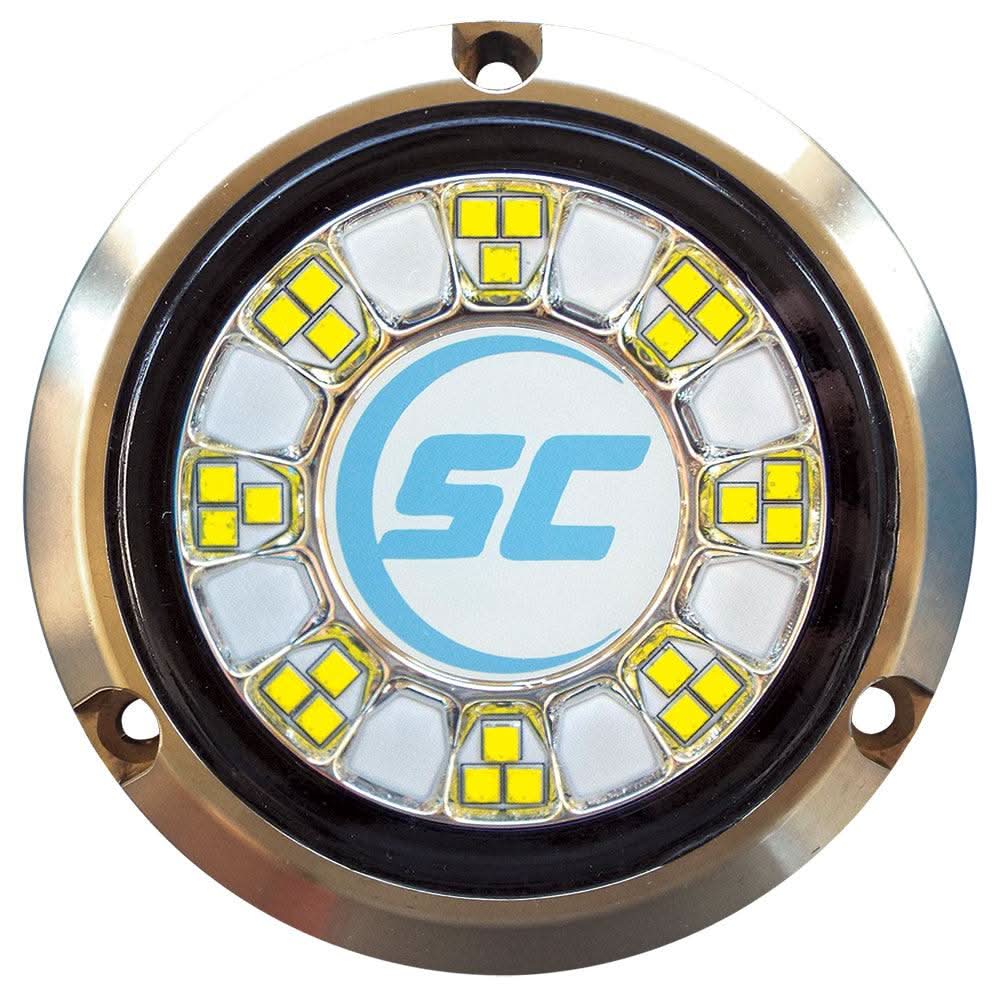 Shadow-Caster SCR-24 bronze underwater LED light with 24 LEDs in blue and white colors