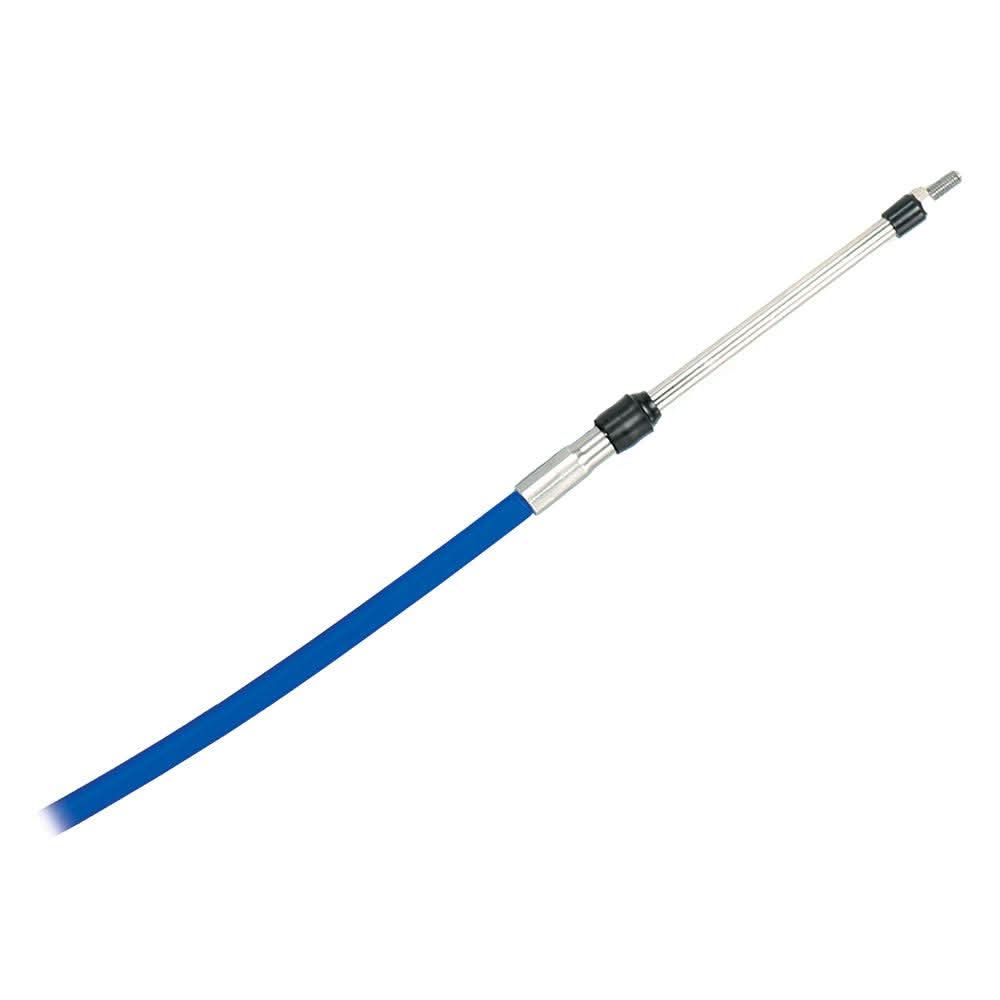 Uflex MACH Series blue engine control cable with stainless steel fittings for marine use