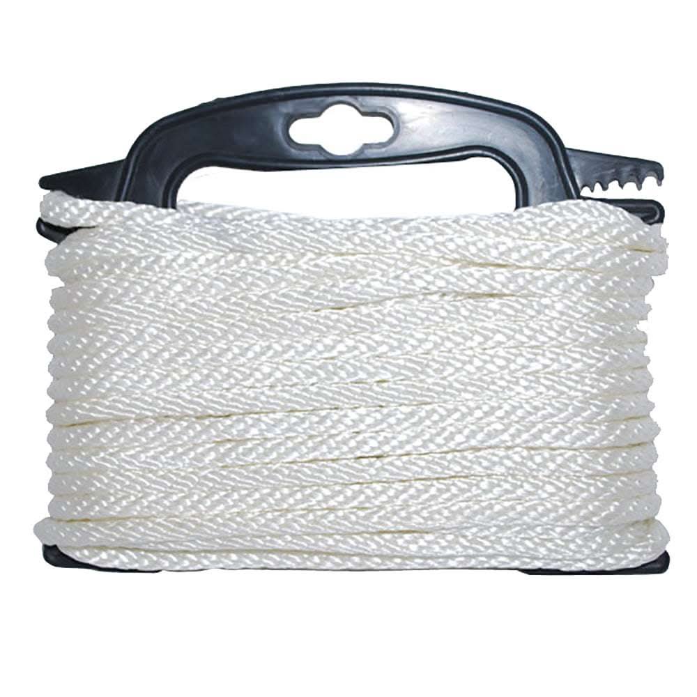 Attwood braided nylon rope 3/16 inch by 100 feet white marine-grade durable rope