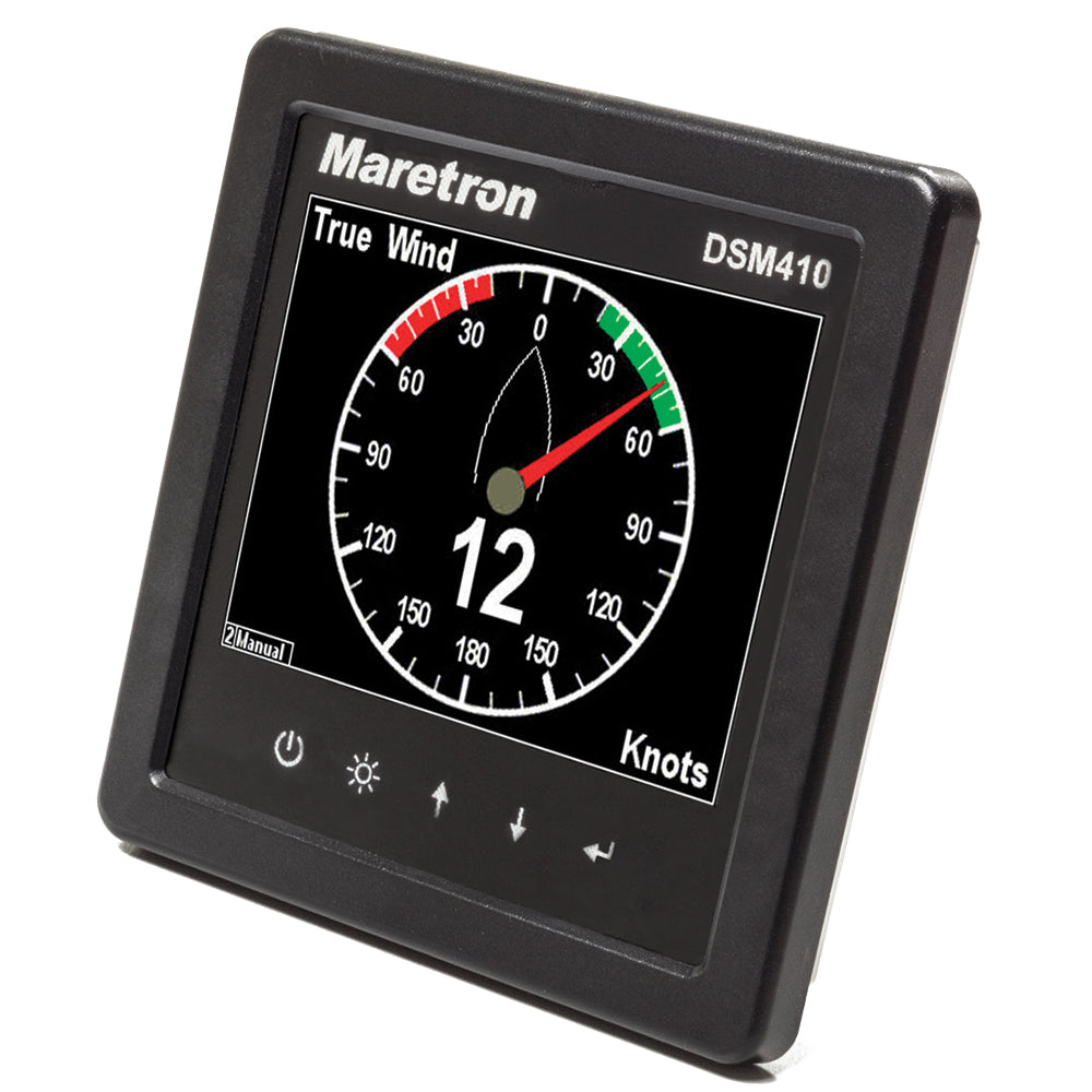 Maretron DSM410 4.1-inch high bright color marine display showing true wind speed and direction in knots