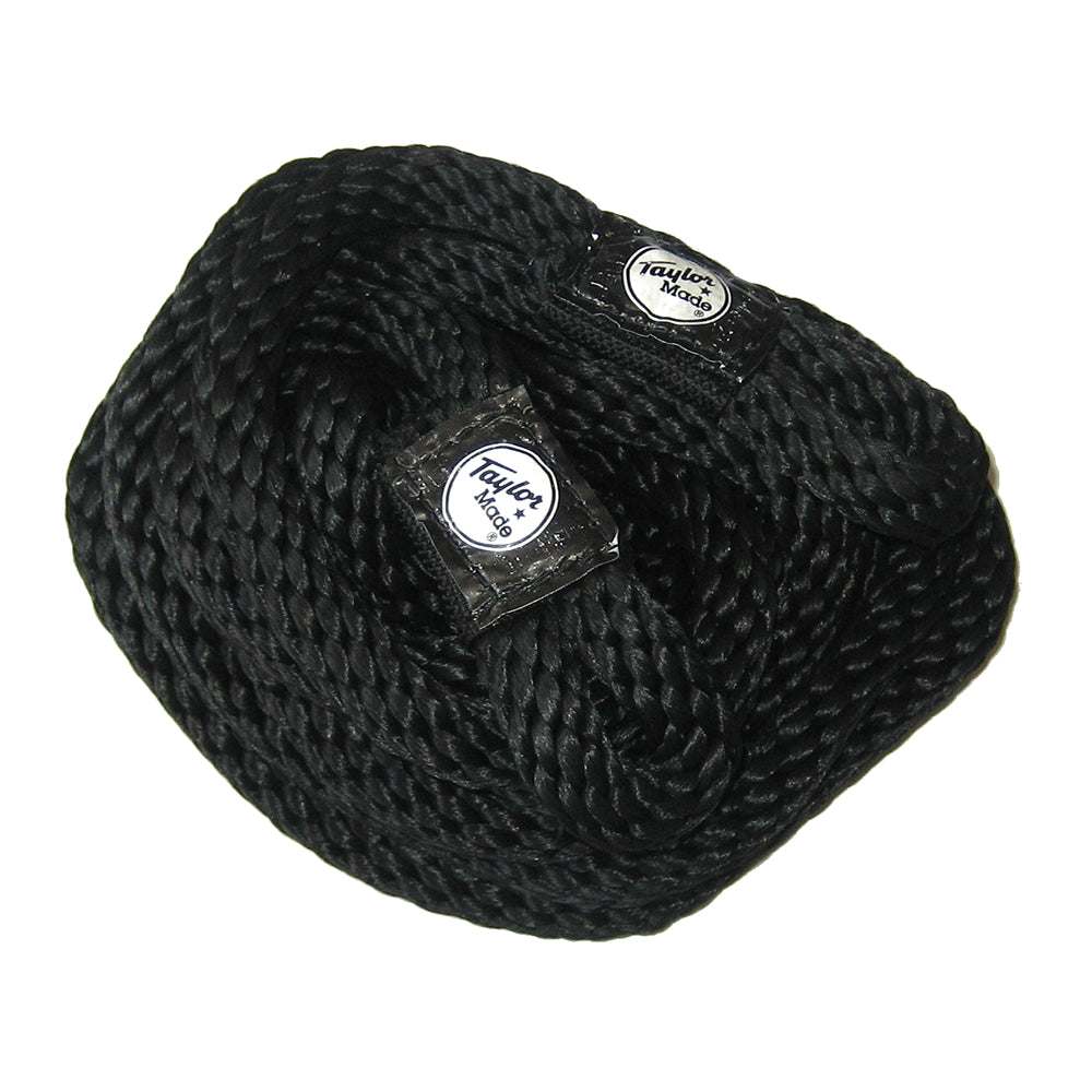 Taylor Made Fender Loc 3/8" x 72" black rope lines with built-in loop for secure boat fender tie-off, pair of two