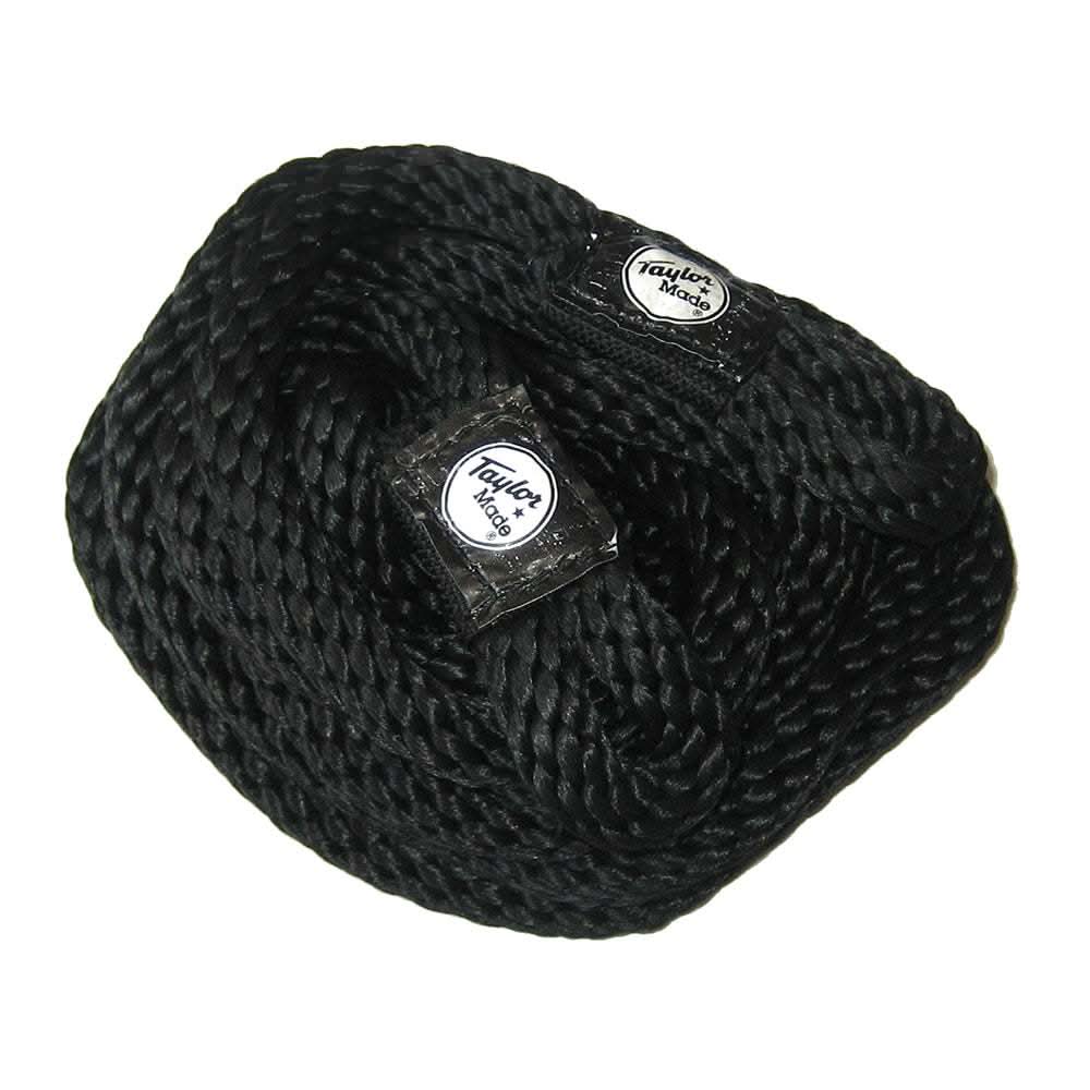 Taylor Made Fender Loc 3/8" x 72" black rope lines with built-in loop for secure boat fender tie-off, pair of two