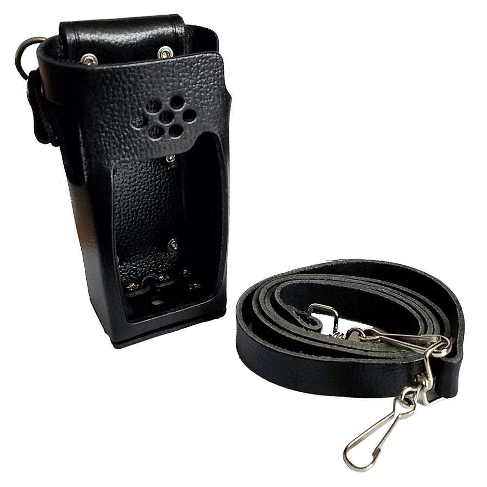 Standard Horizon leather case with belt loop and detachable shoulder strap for HX400 and HX400IS radios