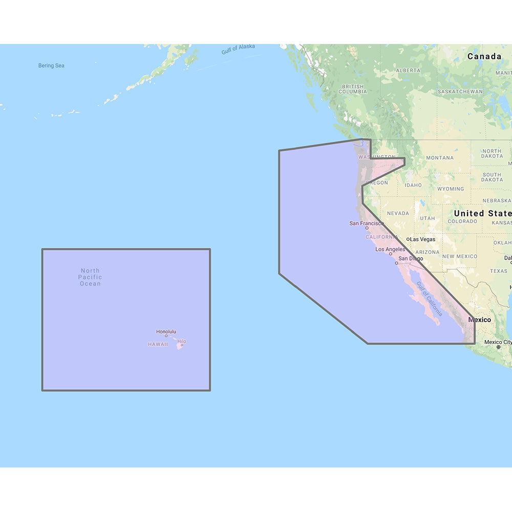 Furuno US West Coast vector chart coverage showing coastal areas of California, Hawaii, and Baja Mexico