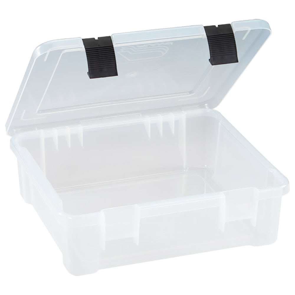 Plano ProLatch XXL StowAway Storage Box open with extra deep large compartment clear plastic