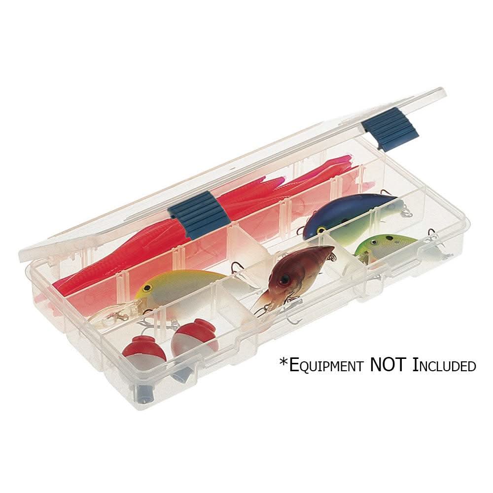 Plano ProLatch Storage utility box with adjustable dividers, 9.13"x5"x5" clear organizer for tackle and small items