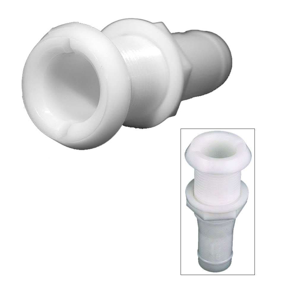Perko 3/4 inch white plastic narrow flange thru-hull fitting for hose mount