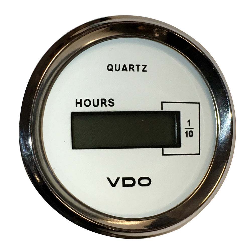 VDO Allentare White 52mm DC hourmeter LCD gauge with sealed ABS housing and quartz display