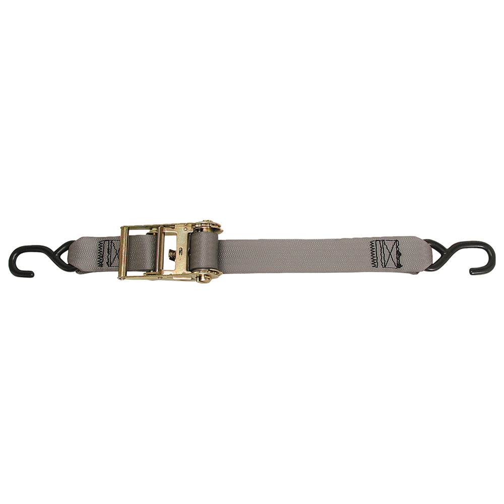 CargoBuckle 2-inch by 15-foot ratchet strap tie-down with vinyl-coated S-hooks and 2500lbs break strength
