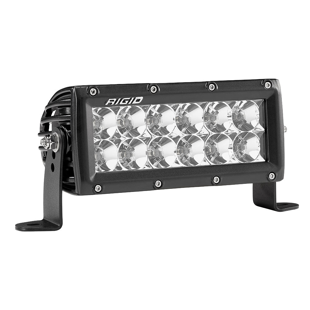 Rigid Industries E-Series PRO 6" black flood LED light bar with hybrid optics and durable housing