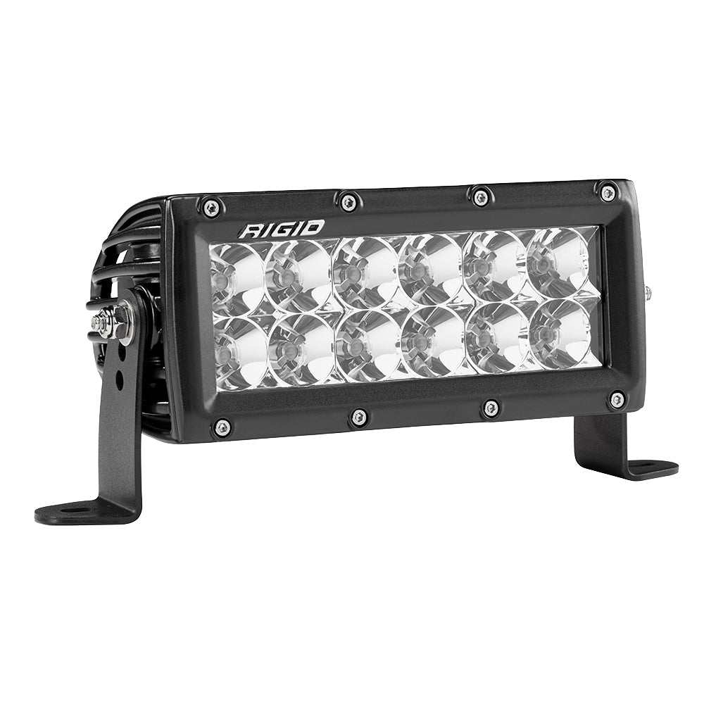 Rigid Industries E-Series PRO 6" black flood LED light bar with hybrid optics and durable housing