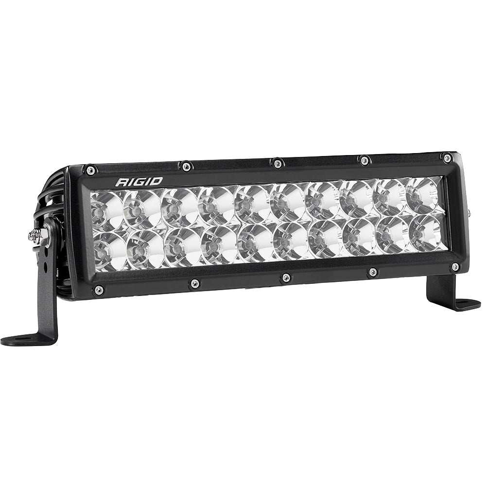 Rigid Industries E-Series PRO 10-inch black flood LED light bar with hybrid optics and durable housing