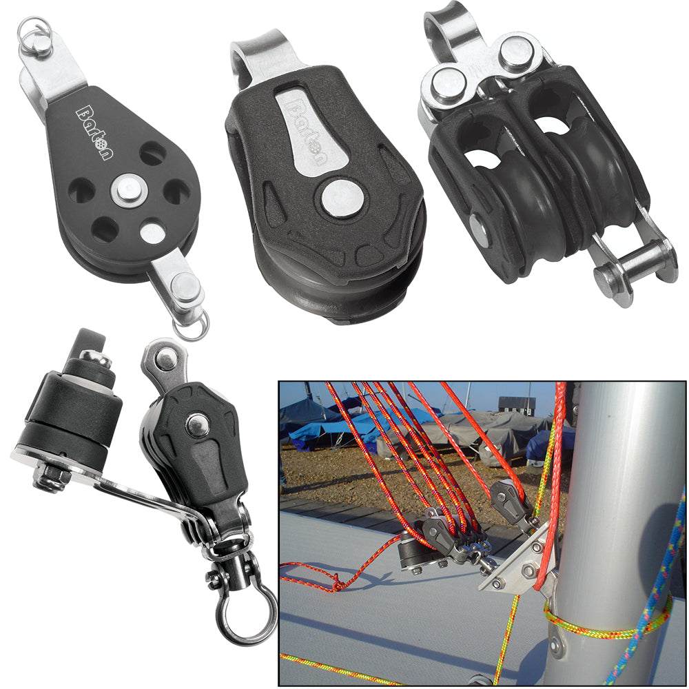 Barton Marine Laser Replica 15:1 Boom Vang Assembly for Laser Dinghy with pulley blocks and red control lines