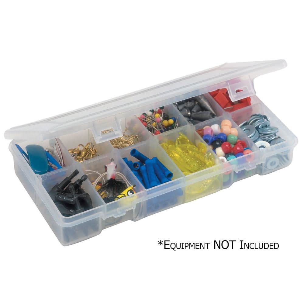 Plano Adjustable StowAway 3400 transparent utility box with 12 compartments and secure latch