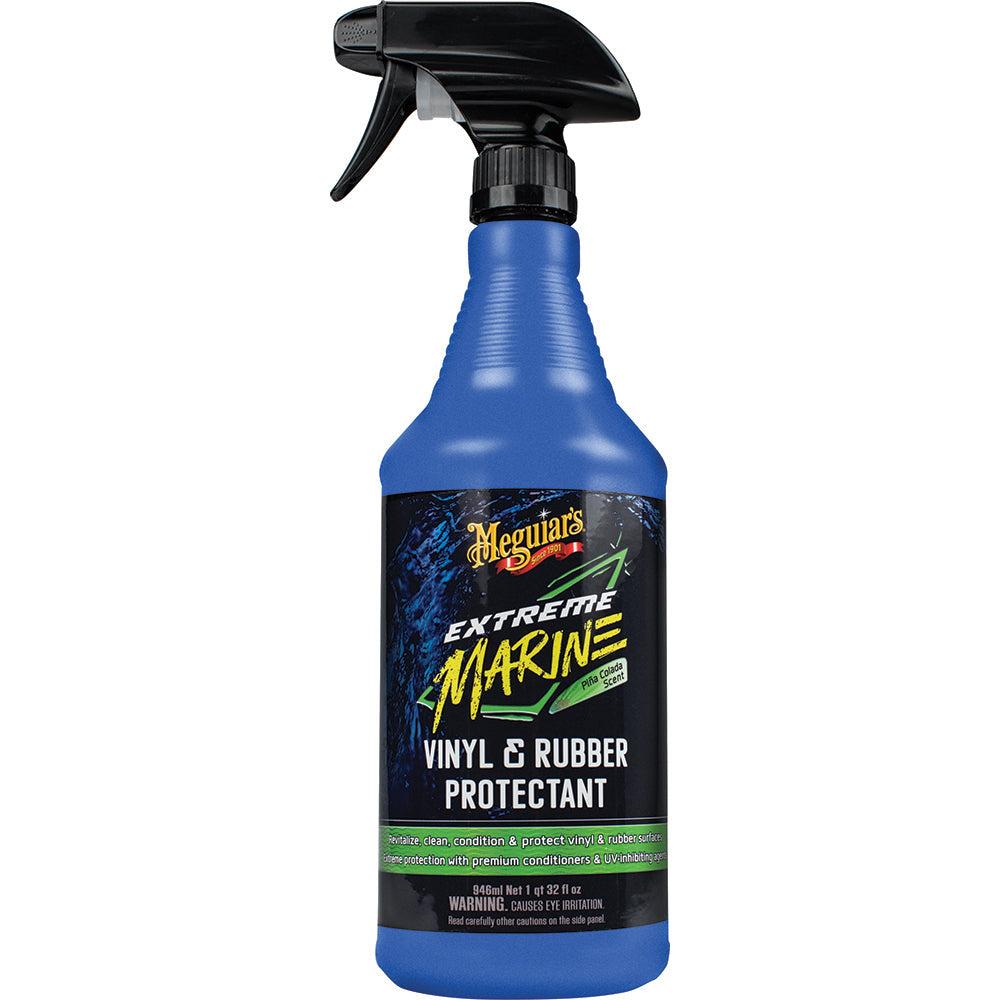 Meguiar's Extreme Marine Vinyl and Rubber Protectant spray bottle for marine surfaces with UV protection