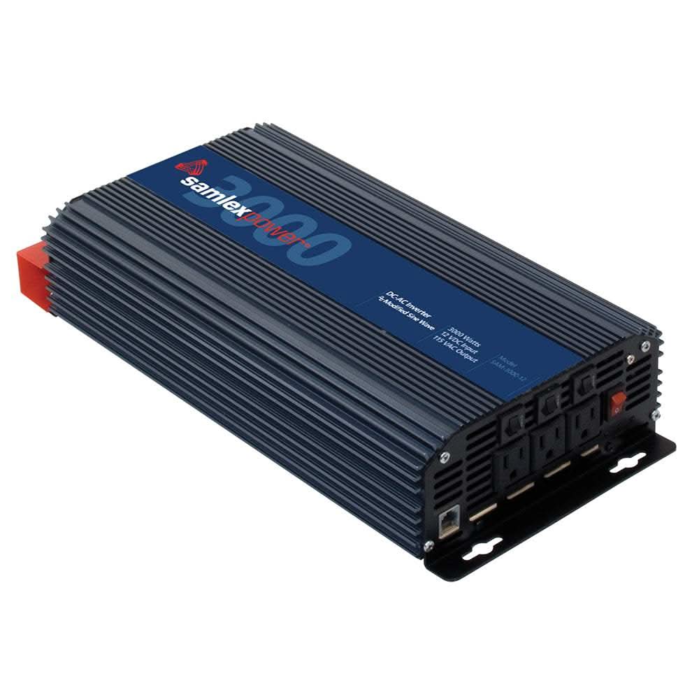 Samlex 3000W Modified Sine Wave Inverter 12V black and blue compact design