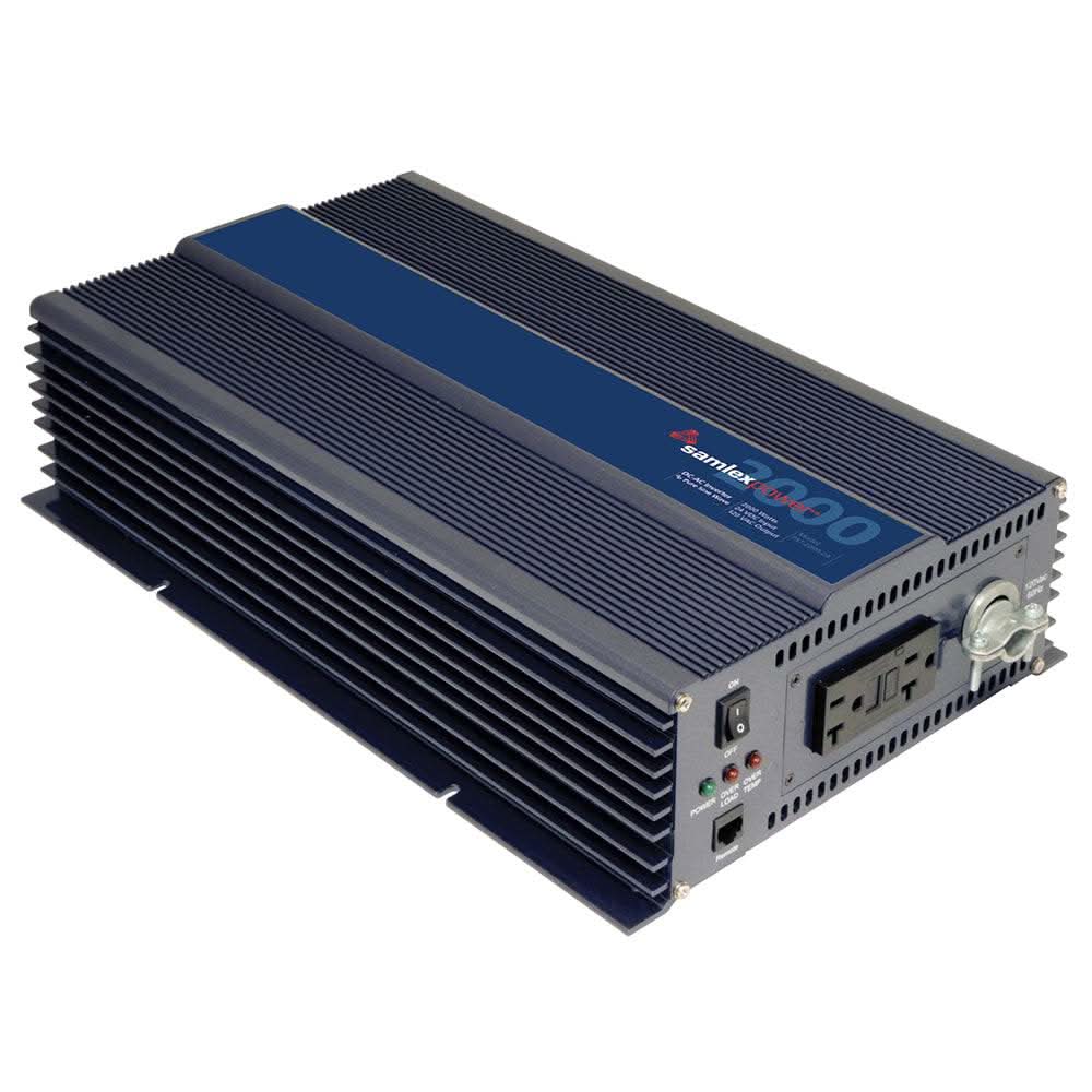 Samlex 2000W 24V pure sine wave power inverter with cooling fins and dual AC outlets